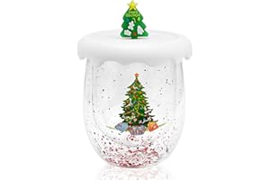 TSLBW Tasse à Café de Noël Mignon Arbre de Noël Tasses Tasse à Café en Verre Tasse à Thé Tasse à Lait avec Couvercle 300 ml Décoration de Noël