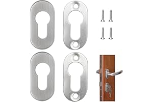 OHYER 2 Sets Oval Schutzrosette runde Edelstahl matt Rosette Türgriff Drückergarnitur Matte 304 Edelstahl Schrauben für Profilzylinder Innentüren und Außentüren Zimmertüren Wohnungstüren (Silver A)