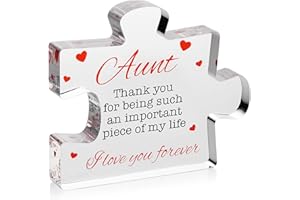 VELENTI Aunt Gifts - Engraved Acrylic Block Puzzle Aunt Gift 3.35 x 2.76 inch - Cute Aunt Birthday Gifts, Auntie Cool Auntie Gifts, Aunt Gifts from Niece, Aunt Gifts from Nephew