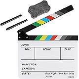 Zacro Acrylic Plastic Director's Film Clapboard Easy Wipe Cut Action Scene Clapper Board Slate with 2 pens and a blackboard e