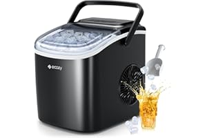 ecozy Ice Maker Machine Countertop, 9 Ice Cubes in 6 Mins, 12KG in 24Hrs, 2 Sizes of Ice, Self-Cleaning with Ice Bags, Scoop, and Basket for Kitchen, Office, Bar, Party