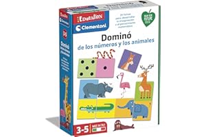 Clementoni - Education - Dominó de Números y Animales - Juego Educativo para Niños de 3 a 5 Años - 24 Fichas de Doble Cara - Aprende a Contar y Reconocer Animales, 55314