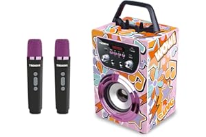 PARTY TOWN Trendix - Karaoke 2 Microfonos Inalambricos Magic Melody | Karaoke Infantil | Altavoz con Microfono | Altavoz Bluetooth con Microfono Y Radio FM | Juguetes para Niñas | Regalo Niña 10 Años