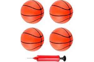 JUGCUT 4Pcs 8CM Mini Basketballs, Children's Rubber Basketball Kids Mini Toy Inflatable Balls with Inflator Pump Great Indoor Outdoor Fun Sports for Swimming Pool, Indoors, Outdoors