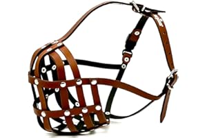 L&J Pets Uk Light leather Dog Muzzle for English Bulldog and Other dogs with short snout B5/ BA