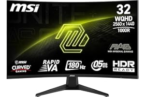 MSI MAG 325CQF 32" zakrzywiony ekran gamingowy WQHD - Rapid VA 1000R 2560 x 1440, 180 Hz / 0,5 ms (GtG, Min.), Adaptive Sync - DP 1.4a, HDMI 2.0b CEC, USB Type-C (DP Alt. w/ 15W PD)