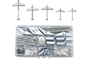 LEMIYOO Elementi di fissaggio per cartongesso, 40 set (120 pezzi), viti e bulloni a molla (M3/M4/M5/M6), kit di ancoraggi cavi, tappi a parete resistenti