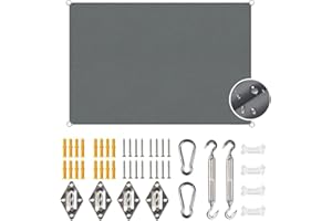 HEYIDAMAI Sonnensegel 3x4m Wasserdicht Mit Ösen, Rechteck Mit Befestigung Set, Wetterbeständig Atmungsaktiv UV Schutz für Garten Terrasse Balkon (Grau-3MX4M)