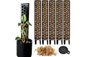 PlantScraper Moosstab für Monstera Rankhilfe Zimmerpflanzen Zubehör Set - 5 x Pflanzstäbe, Pflanzen Klettband & Moos - Optimiert für Aroiden - Kletterpflanzen Befestigung - 35 x 6 cm - Set