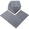 Cheston Interlocking Tiles I Wooden Floor Sheets I Interlocking Tiles for Indoor/Outdoor I Weather & Water Resistant I Flooring Solution I 12" X 12" Deck Tiles (Set of 8, Dusk Grey)