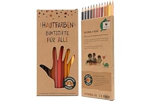 ‎HAUTFARBEN Hautfarben Buntstifte, Deutscher Nachhaltigkeitspreis 2025, Set mit Buntstiften in 12 Hauttönen, Buntstifte Stifte, Brauntöne, Nachhaltige Materialien, für Kinder ab 3 Jahren