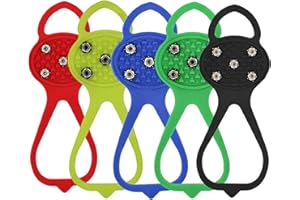 ERISAMO Universal Non-Slip Gripper Spikes,Ice Cleats Crampons with 5 Anti Slip Studs Non-Slip Ice Grips Traction Grippers,Suitable for All Type of Shoes,Hiking on Ice Snow Ground Women Men