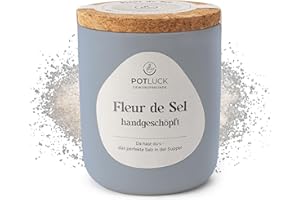 ‎POTLUCK GEWÜRZFREUNDE Potluck Fleur de Sel Handmade Sea Salt in Ceramic Pot 80 g Vegan, Gluten-Free and with Natural Ingredients