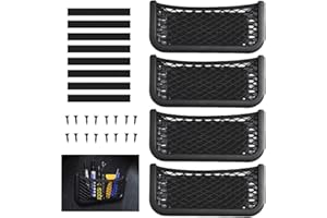 Zyiphor 4 Pezzi Rete Portaoggetti Auto, 26x12cm Universale Organizer da Bagagliaio, Tasca a Rete Multifunzionale Minuteria con Viti ed Elastico, per Camper, SUV, Furgoni, Auto (Nero)