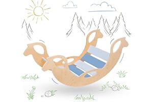 Nobsi Arco di Arrampicata per Bambini - Giocattolo per Bambini da 1 Anno in Poi | Set di Triangoli Pikler con Facile Montaggio | Triangolo di Arrampicata Montessori - Cavallo Naturale/Blu