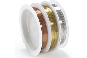 LIFEANT Filo per gioielli, 3 bobine di filo artigianale sottile da 0,3 mm, filo artigianale da 15 m/bobina, filo di rame argento/oro/oro rosa per creazione di gioielli