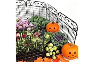 AMAGABELI GARDEN HOME Amagabeli Dekorative Metall-Gartenzaunpaneele 1.12m(H) x 1.8m(L) - Rostfreier Wetterfest Stahl Sichtschutz für Hunde, Blumenbeete & Teiche | 2er-Set Steckzaun ohne Graben | Schwarz Pulverbeschichtet