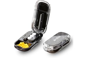 SUNNIFLY Cortador de Pastillas, Corta Pastillas Medicamento para Pastillas Pequeñas y Grandes, para Guardar en la vida Diaria y de Viaje(Negro)