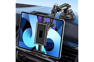 GlasFlength Soporte Tablet Coche para Salpicadero, Soporte iPad Coche Ventosa Brazo Ajustable para Parabrisas Soporte de Tablet para Smartphones y Tablets 4,7-9,7" para Coche Escritorio (Negro)