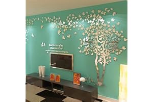GUANGMU Stickers Muraux Arbre - Stickers 3D DIY Mural Autocollants Arts Décoration de la Maison pour le Salon Chambre Cadeau de Noel Garderie Sticker (Argent Droite,S-200 * 100cm)