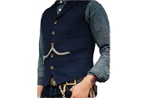 HSLS Chaleco para hombre Chaleco de traje de tweed de lana suave informal Chaleco de espiga para padrino de boda Mejor hombre