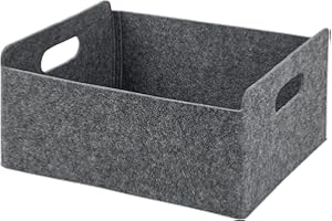 Nivofu Borsa in Feltro, Pieghevole, Box Portaoggetti, Resistente Allusura, Borsa per la Spesa in Feltro, Lavabile, Cesto Multiuso per Giocattoli, Libri, Vestiti, Oggetti Disordinati, Grigio