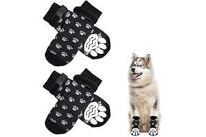 NeuWook Calzini Antiscivolo per Cani e Gatti, 4 Pezzi Calze per Cuccioli Cane con Rinforzo in Gomma, Protettori Zampe Cane Gatto Antiscivolo Rinforzati per Interni(Neri, M)