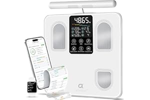 arboleaf Smart Scale for Body Weight and Fat, Large Display Body Composition Scale with Handle & 8 Electrode, Bluetooth Digital Weight Scanner Scale with 27 Metrics for BMI Muscle Mass,180kg/400lb