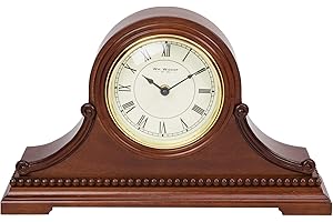 MAISONICA Classic Wooden Napoleon Mantel Table Clock Mahogany Roman Numerals