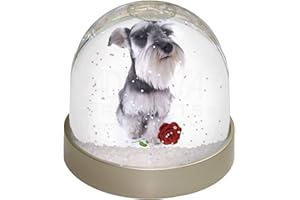 Advanta Group Schnauzer Dog with Red Rose Photo Snow Globe Waterball