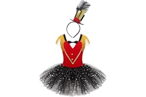 MSemis Vestido de Danza Ballet para Niña Maillot Domadora de Circo Vestido de Gimnasia Rítmica Patinaje Disfraz de Bailarina Circo Ringmaster Fiesta Carnaval