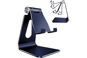 Lucrave Regulowany stojak na telefon komórkowy, stojak na telefon, podstawka, stacja dokująca, uchwyt, aluminiowy stojak na biurko kompatybilny z telefonem 12 11 Xs Max Xr 8 7 6 6s Plus SE ładowanie, akcesoria biurko, wszystkie telefony komórkowe - niebieski