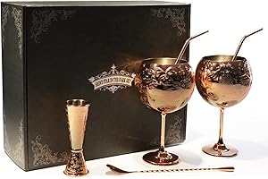 SHINY STAR IN THE DARK SKY Verres à Gin Tonic, Ensemble de Verres à Cocktail en Acier Inoxydable, Cadeau Parfait pour Les Amateurs de Gin - 680 ML - Or Rose.