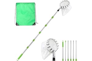 COXZD 2.4M Kirschenpflücker, Obstpflücker mit Teleskopstiel Pflaumenpflücker mit Baumwollbeutel, Apfelpflücker Obstpflücker für Kirschen Obstsammler Edelstahl Obstsammler für Haus Obstgarten Garten