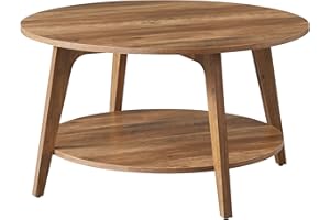 VASAGLE Coffee Table, 2 Tier Round Coffee Table with Storage, for Living Room, 80 x 45 cm, Easy to Assemble, Honey Brown LCT243K41