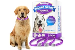 BIEYOC Collare calmante per cani, confezione da 3 pezzi, per alleviare l'ansia del cane, collare calmante regolabile per cani, separazione, sollievo dall'ansia e dallo stress, 60 giorni, effetto calmante a