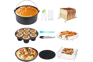 I-MOGOO Set di accessori per friggitrice ad aria da 20,3 cm, XL, 11 pezzi, per Philips/Gowiseusa/Cozina/Cosori/Ninjia e tutte le friggitrici ad aria superiori a 3,7 litri, rivestimento antiaderente senza BPA