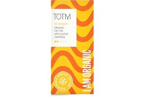 TOTM Organic Tampons with Biodegradable Cardboard Applicator | Medium Pack of 16 | Made from Cotton | Soft & Sustainable Natural Tampons for Leak-Free Comfort