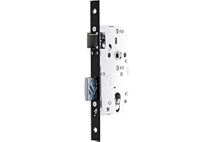 Vachette Serrure à Encastrer trou de cylindre, Axe à 50mm, Coffre 150mm, Certifiée NF Niveau 3 - D455 - Réversible sans démontage, Verrouillage 2 tours, Têtière bouts ronds - Porte d'entrée - Noir