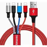 Amuvec 3A Multi Cavo 4 in 1, Cavo USB di Ricarica Rapida con 2iP Tipo C Micro USB Connettore, per Samsung Galaxy S22 S20 S9 S