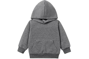 PATPAT Toddler Hoodie Boy Girl Hooded Sweatshirt Solid Color Textured with Pocket Pullover Hoodies for Toddler