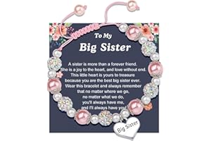 RIXERKOC Bracciale di perle e strass rosa per ragazze nipote nipote sorella maggiore dolce cuore braccialetto fascino Compleanno Natale Pasqua Regali