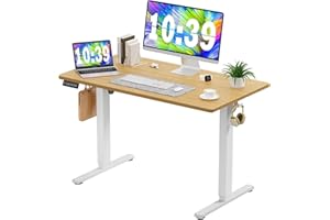 ‎DUMOS DUMOS Schreibtisch Höhenverstellbar, Ergonomic Elektrischer Schreibtische 120 X 60 cm, Standing Desk, Height Adjustable Tisch, Office Desk Geeignet für Büros, Wohnungen und andere (Holzfarbe)