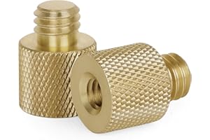ANWENK Standard 1/4"-20 Female to 3/8"-16 Male Threaded Reducer Screw Adapter (Brass) Precision Made (2 Pack)