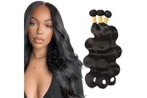 Zeslaerr Human Hair Bundles Body Wave Extension #1B Natural Black Color Double Weft Brazilian Virgin Hair Extension Minimal Shedding Unprocessed Perrucche 14 16 18 Inch