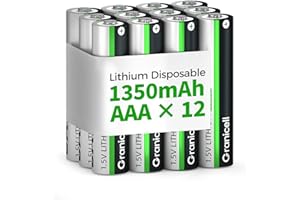 Granicell Lithium AAA Battery, 1.5V, 1200mAh Lithium AAA Batteries, High-Capacity Batteries, Suitable for Flashlights and Toys, 12-Pack 【Not Rechargeable】