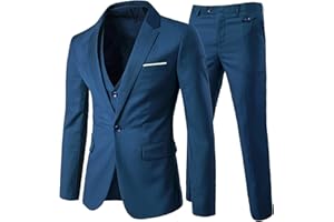 YOUTHUP Mens 3 Piece Suit 1 Button Slim Fit Business Wedding Tuxedo Suits Blazer Waistcoat and Pants