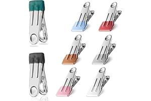 Roosea 24 Piezas Pinzas Ropa Que no Dejan Marca Pinzas De Ropa Fuertes Pinzas para Ropa De Acero Inoxidable Pinzas de Metal Multifuncionales Pinza Lavandería para Calcetines Zapatos Toallas Fotos