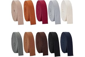 PH PandaHall 27.4m Cotton Webbing 10 Colors Webbing Straps 20mm Wide Sewing Twill Ribbon Bag Handles Webbing Strap for Tote Bags Purse Strap Sewing Cloth DIY Craft Gift Wrapping