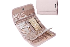 BELALIFE Resesmyckefodral organisatör, vikbar förvaringsrulle för örhängen, halsband, ringar, armband, broscher